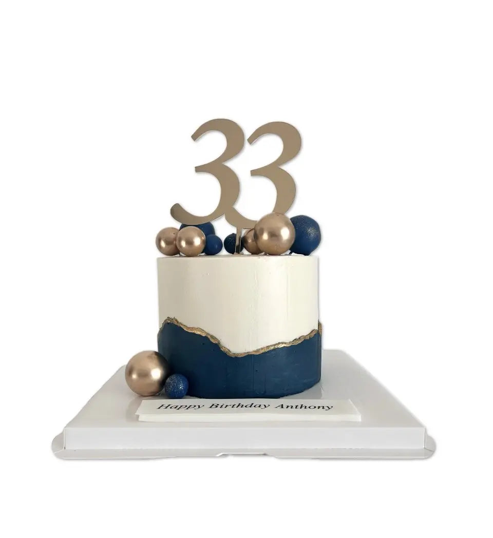 Blue and Gold Cake